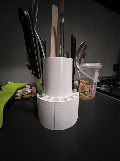 Scolaposate 3D con Doppio Livello – Organizer Lavello con Fori Differenziati per Posate e Mestoli