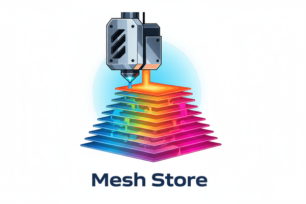 testina di stampa con layer e testo in basso Mesh Store